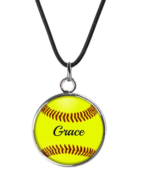 Bliss Guardian Angel Girls Softball Sterling Silver Sports Necklace